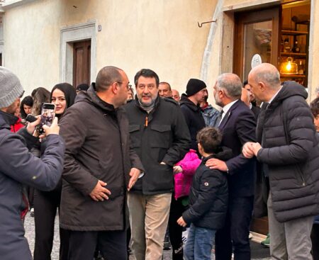 Matteo Salvini in visita a Barisciano
