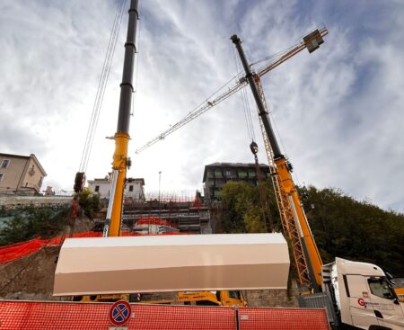 L’Aquila: installazione antenna ponte Belvedere 11 ottobre 2024