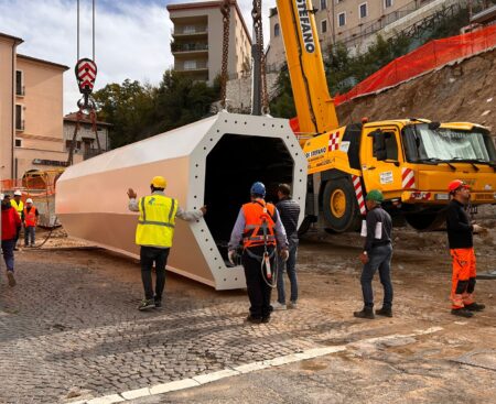 L’Aquila: installazione antenna ponte Belvedere 11 ottobre 2024