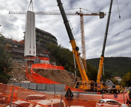 L’Aquila: installazione antenna ponte Belvedere 11 ottobre 2024