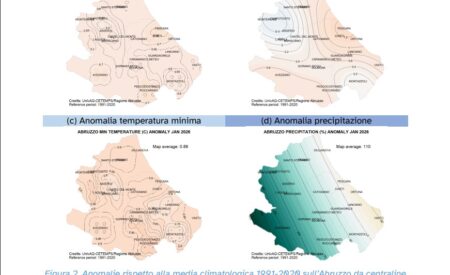 Clima, Cetemps: «Gennaio con precipitazioni doppie +110%»
