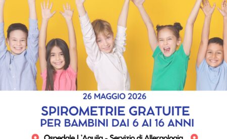 L’Aquila: il 26 maggio spirometrie gratuite per bambini dai 6 ai 16 anni