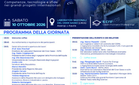 “Ingegneria per la Big Science”: il 10 ottobre l’evento ai Laboratori del Gran Sasso